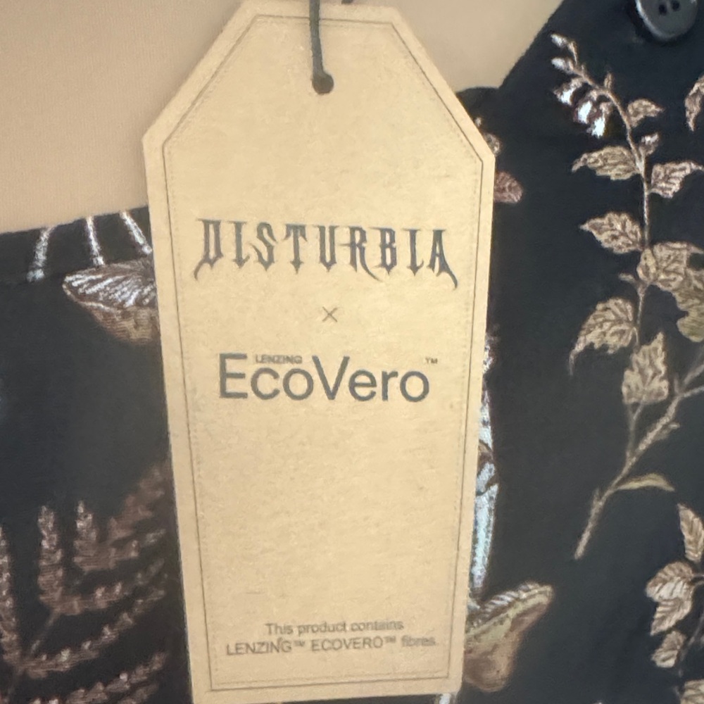 Disturbia Black Dress with Floral and Mushroom Print - Picture 3 of 15